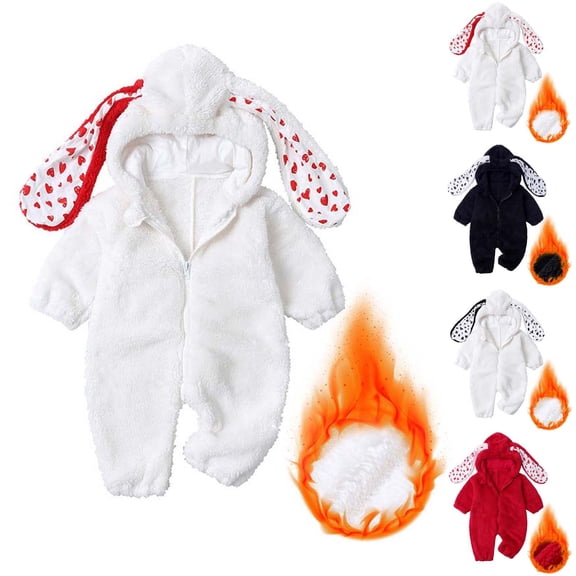 Agkizg Boys Girls Winter Fleece Romper Snowsuit,Plushs Long Sleeve Hooded Jumpsuit,Soft Warm Thickened Loungewear Kids Fleece Bodysuit,9-12 Months