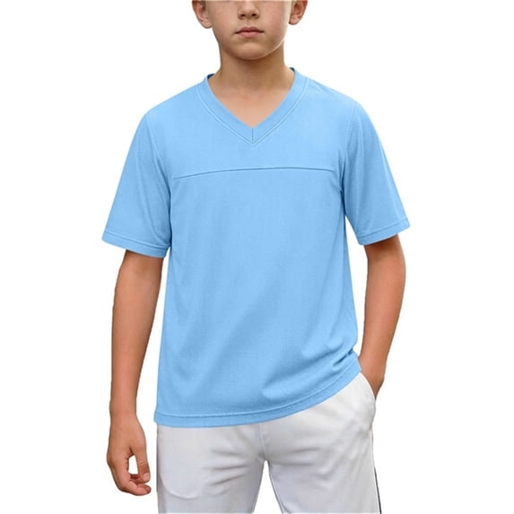 Agkizg Boys Mesh Quickly Dry T-Shirt Solid Short Sleeve Athletic Tee for Kids Breathable Sports Top, Sizes 9-10 Years
