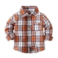 thumbnail image 1 of Agkizg Boys Plaid Button Down Shirt with Pocket, Long Sleeve Collared Top, Casual Cute Blouse for Fall, Soft Everyday Shirt for Kids, Sizes 6-12 Months, 1 of 5