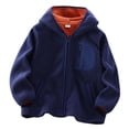 thumbnail image 1 of Agkizg Boys Plushed Hooded Jacket Zip Up Thick Winter Coat with Pockets Solid Color Casual Sporty Outerwear, 1 of 5