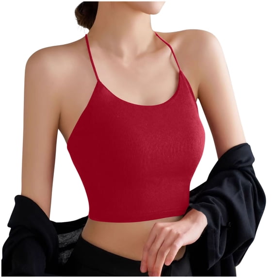 Agkizg Crisscross Back Cami with Built-in Bra,Seamless Bandeau Layering Top,Soft Stretchy Breathable Camisole for Casual Everyday Wear (Women's or Women's Plus)