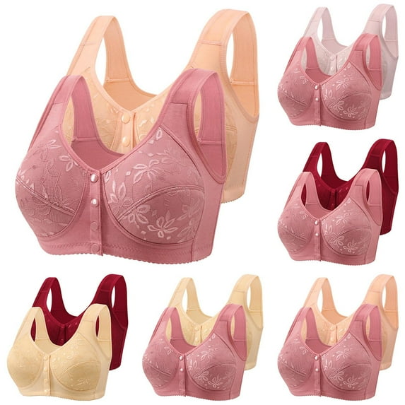Agkizg Embroidered Plus Size Wireless Bra Front Closure Tank Thin Breathable Soft Comfortable Everyday Wear Bralette,2-Pack (Women's or Women's Plus)