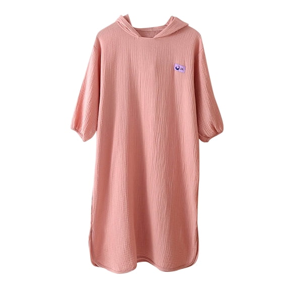 Agkizg Fall/Winter Toddler Boys Girls Cottons Bathrobe,Long Robes for House Robes,Girls Bathrobe 4-12Y Solid Color Crinkled Gauze Hooded Cape Long Sleeve Outerwear-Friendly Loungewear Home Wear