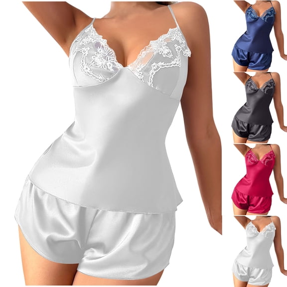 Agkizg Fall Women's Cami Pajama Sets,Silk Pajamas for Women Set,Sleeveless Cami Sleep Tops and Sleepwear Shorts 2 Piece Loungewear Set Soft Comfy Nightwear