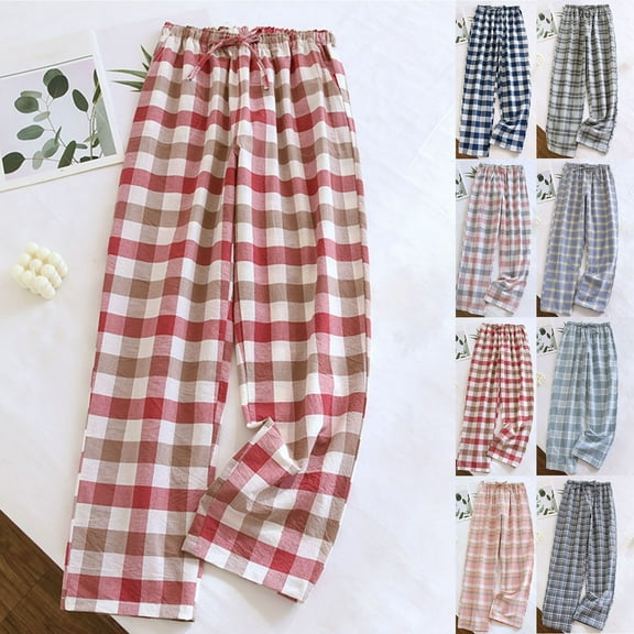 Agkizg Fall Women's Plus Size Pajamas Pants,Women Cotton Pajamas Pants Soft Sleepwear Bottom Pants Loose Home Pant Lightweight Loungewear Pant