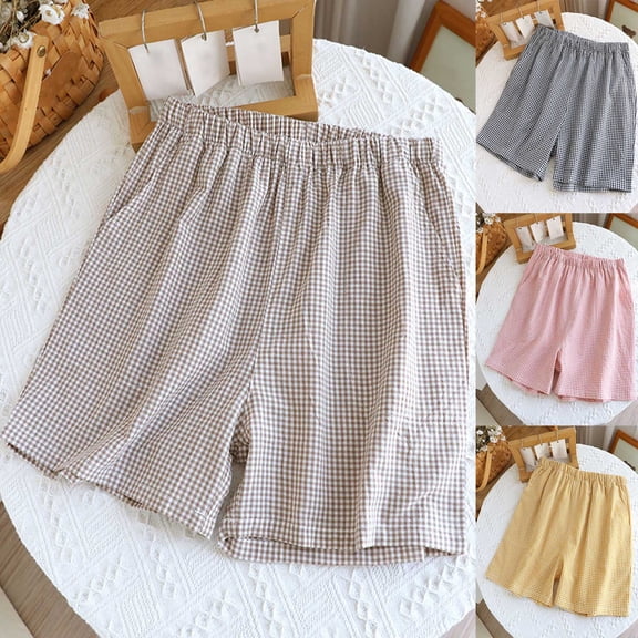 Agkizg Fall Women's Plus Size Pajamas Shorts,Women Cotton Pajamas Shorts Soft Sleepwear Bottom Shorts Loose Home Shorts Lightweight Loungewear Shorts