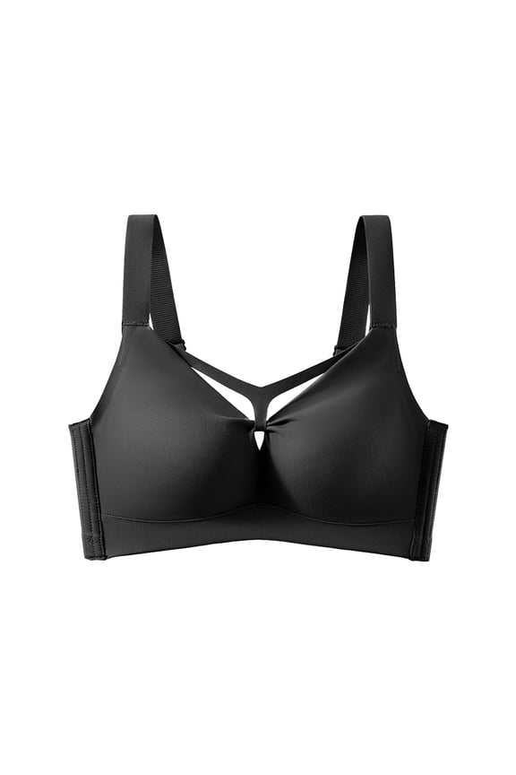 Fashion Solid Color Wireless Racerback Bra Push Up Side Support Comfortable Everyday Wear Bralette (Women's or Women's Plus)