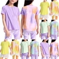 thumbnail image 1 of Agkizg Girl's Performance T-Shirt,Kids Athletic Shirts,Girls Back Gradient Print Athletic Top Loose Fitting Breathable Short Sleeve Sports Shirt Fashion Running Tennis Tee for Girls 4-16 Years, 1 of 5