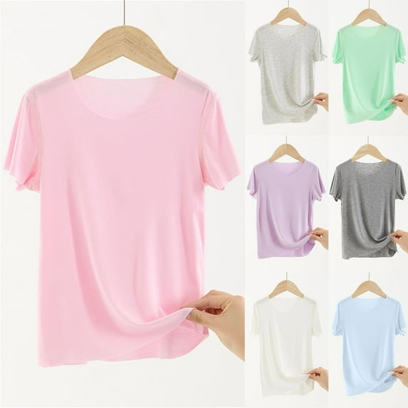 Agkizg Girl's Performance T-Shirt,Kids Athletic Shirts,Girls Cotton T-Shirt Summer Short Sleeve Round Neck Tee Soft Breathable Everyday Top for 2-13 Years