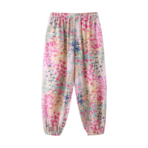 Agkizg Girls Casual Pants,Girls Jogger Pants,Children's Mosquito Repellent Pants Are Lightweight Breathable Cool and Loose Fitting Ankle Pants for Summer