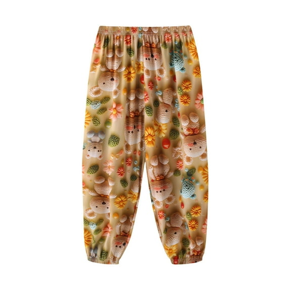 Agkizg Girls Casual Pants,Girls Jogger Pants,Children's Mosquito Repellent Pants Are Lightweight Breathable Cool and Loose Fitting Ankle Pants for Summer