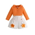 thumbnail image 1 of Agkizg 2PC Long Sleeve V-Neck Knit Top Applique Button Shorts Set Casual Outfits (Toddler Girl's or Girl's),2-Piece Set, 1 of 4