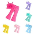thumbnail image 1 of Agkizg 2PC Mesh Strap Sleeveless Top Flared Long Pants Set Fashion Summer Outfits (Toddler Girl's or Girl's),2-Piece Set,Sizes 1-8 Years, 1 of 4