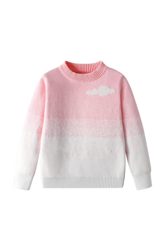 Girls Crewneck Sweaters,Toddler Girls Fall Clothing,Kids Long Sleeve Sweaters Winter Cloud Graphic Print Crewneck Knitted Pullover Sweaters Casual Comfortable Tops