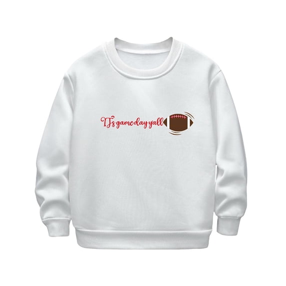Agkizg Girls Crewneck Sweatshirts,Toddler Girls Fall Clothing,Kids Football Graphic Print Crewneck Long Sleeve Sweatshirts Fleece Lined Casual Comfortable Tops Winter Clothes