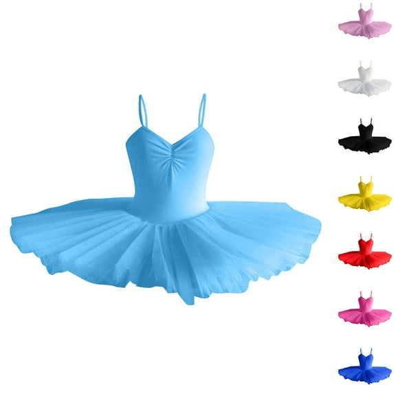 Agkizg Girls Dance Dress Sleeveless V-Neck Mesh Tiered Tutus ...