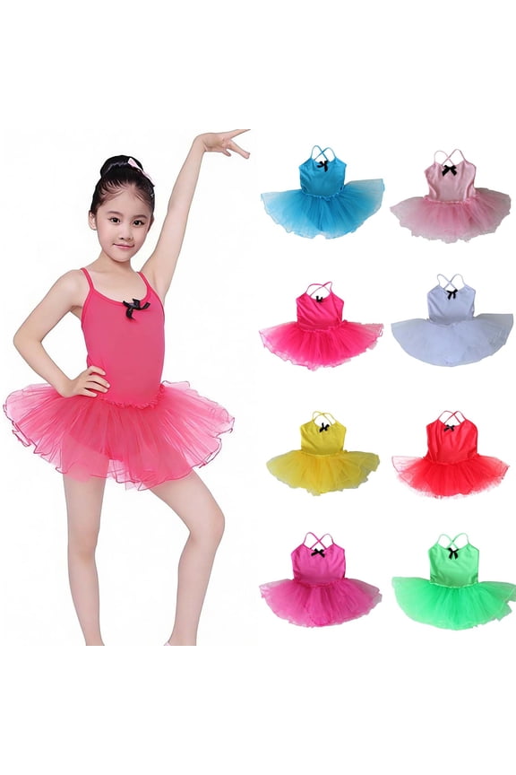 Girls Dance Dress Spaghetti Strap Snap Crotch Ballets Leotard Tutus Performance Wear Comfortable Fitting Dress,Sizes 8-9 Years
