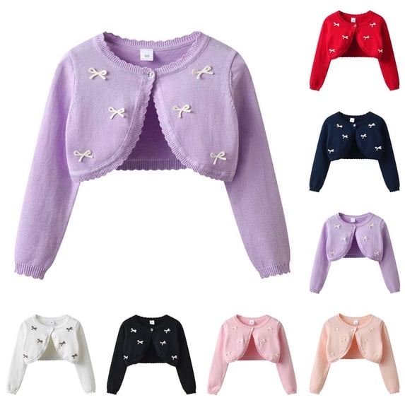 Agkizg Girls Fall Solid Color One Button Bow Cape Sweater, Long Sleeve ...