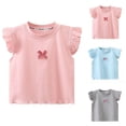 thumbnail image 1 of Agkizg Girls Flutters Sleeve T-Shirt Solid Cotton Short Sleeve Crewneck Top for Kids Cute Casual Summer Tee, Sizes 1-2 Years, 1 of 6