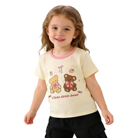 Agkizg Girls Graphic Tee Short Sleeve Crewneck Top for Toddler Girls Cute Casual Summer T-Shirt, Sizes 4-5 Years