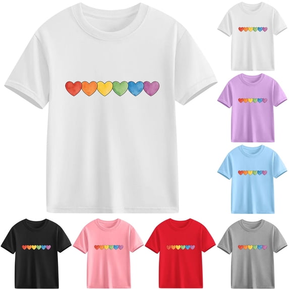Agkizg Girls Graphic Tees,Kids Valentine's Day T-Shirt,Girls Short Sleeve Cotton Casual Tee