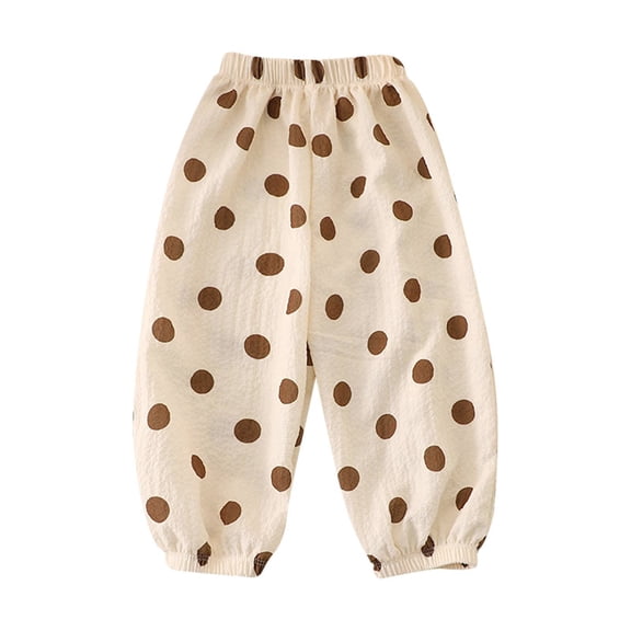 Agkizg Girls Homewear Pants,Girls Jogger Pajama Sleep Pants,Summer Children's Mosquito Repellent Pants with Polka Print Leg Binding Elastic Waist Lantern Pants Loose Casual Breathable Versatile Pants