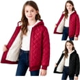 thumbnail image 1 of Agkizg Girls Hooded Fleece Puffer Coat Zip Up Thick Winter Jacket with Pockets Solid Color Warm Casual Outerwear, 1 of 5