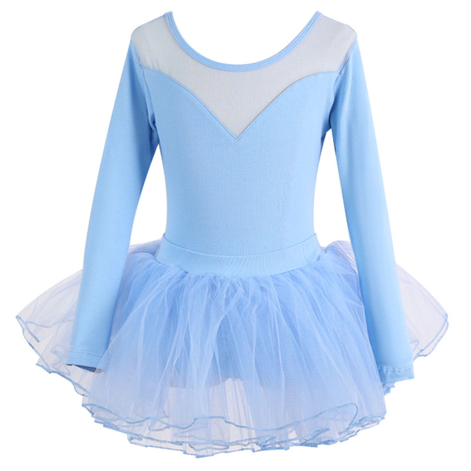 Agkizg Girls Long Sleeve Dresses Crewneck Solid Color Girls Tutus ...