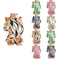 thumbnail image 1 of Agkizg Girls Long Sleeve Rashes Guard Set Stripe Print Training Top Swim Skirt Two Piece Swimwear Set, 1 of 4