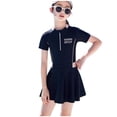 thumbnail image 1 of Agkizg Girls One-Piece Rashes Guard Athletic Swim Dress Modest Style Swimwear for Kids Youth Teens Beach, 1 of 4