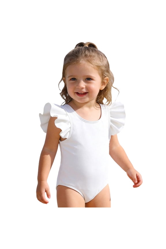 Girls One-Piece Swimsuit Bow Back Sun Protection One-Piece Bikini for Toddlers