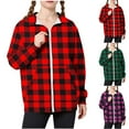 Agkizg Girls Plaid Collared Zip Up Jacket Loose Fitting with Pockets ...