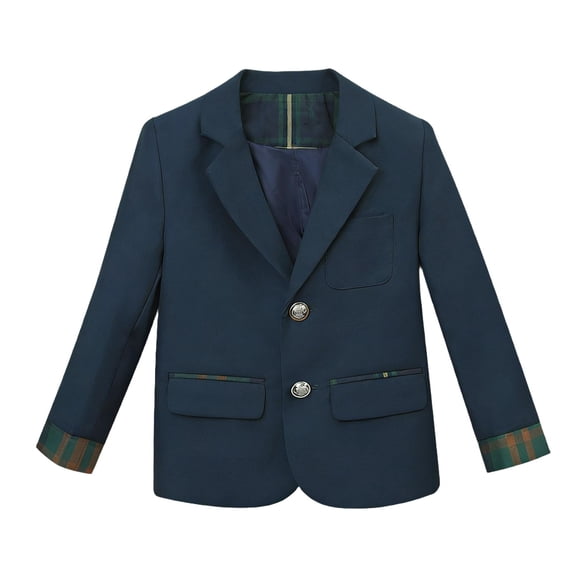 Agkizg Girls Plaid Sleeve Blazer Lapel School Uniform Coat Button Front with Pockets