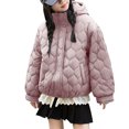 thumbnail image 1 of Agkizg Girls Puff Sleeve Hooded Puffer Coat Button Up Thick Winter Jacket with Pockets Solid Color Cute Casual Outerwear, 1 of 5