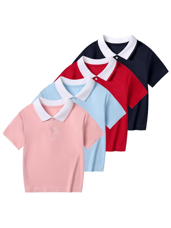Girls School Uniform Shirt,Kids Casual Tennis T-Shirts,Girls Solid Color Sport Top Summer Casual Short Sleeve T-Shirt with Collar Comfortable Play School Wear for Kids 2-12 Years Old