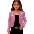 thumbnail image 1 of Agkizg Girls Sequin Cropped Cardigan Open Front Dressy Casual Outerwear, 1 of 4
