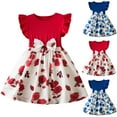 thumbnail image 1 of Agkizg Girls Short Sleeve Dresses Crewneck Floral Print Casual A Line Flower Girl Sundress Dresses, 1 of 5