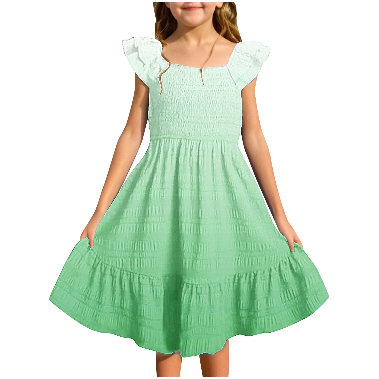 Agkizg Girls Short Sleeve Dresses Crewneck Gradient Printing Casual A ...