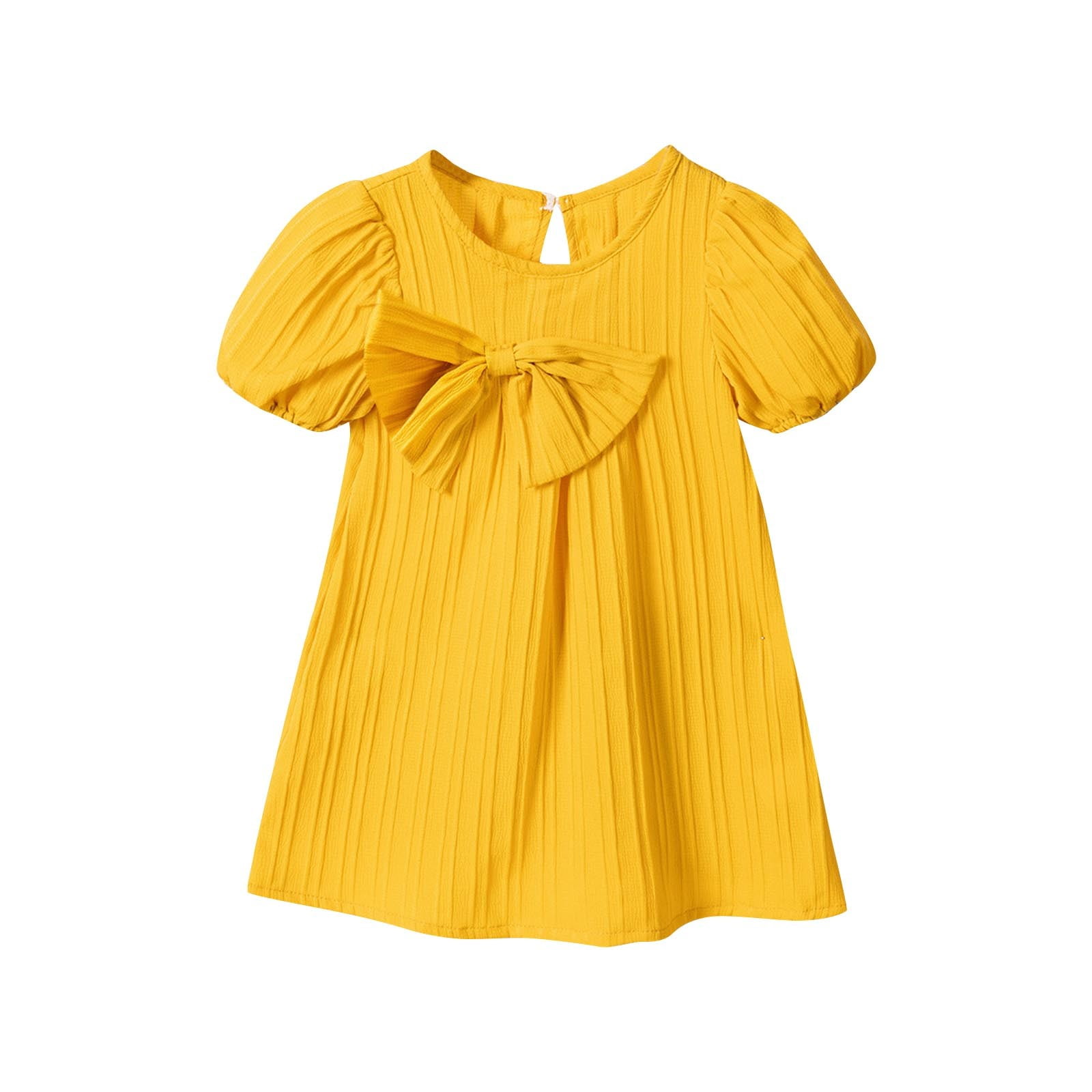 Agkizg Girls Short Sleeve Dresses Crewneck Solid Color Casual A Line ...