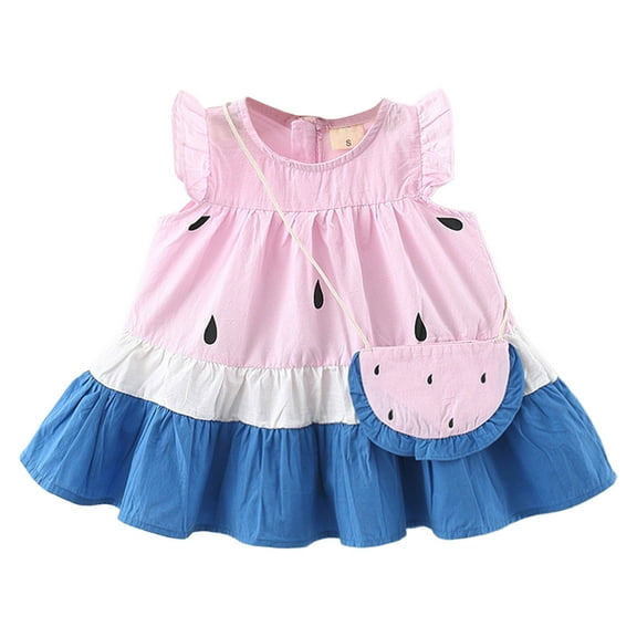 Agkizg Girls Sleeveless Tank Dresses Crewneck Floral Print Casual A Line Flower Girl Sundress Dresses