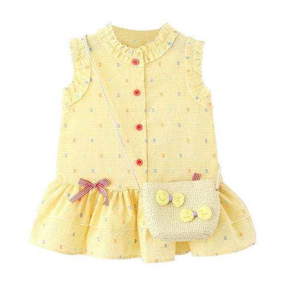 Agkizg Girls Sleeveless Tank Dresses Crewneck Floral Print Casual A Line Flower Girl Sundress Dresses