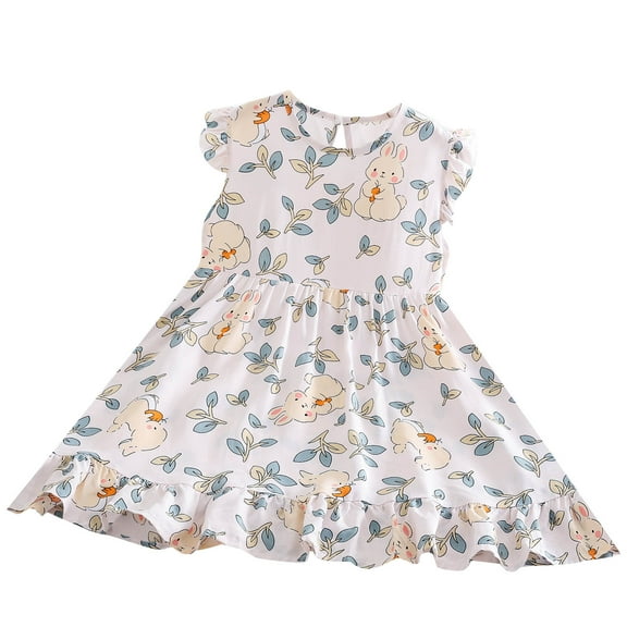 Agkizg Girls Sleeveless Tank Dresses Crewneck Flower Print Casual A Line Flower Girl Sundress Dresses