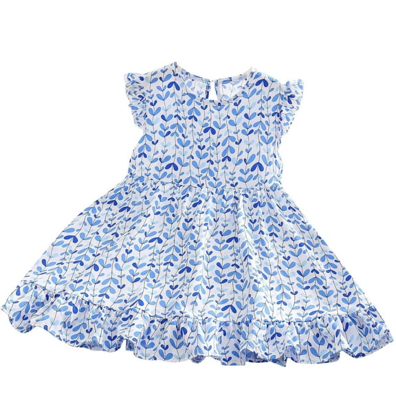 Agkizg Girls Sleeveless Tank Dresses Crewneck Flower Print Casual A Line Flower Girl Sundress Dresses