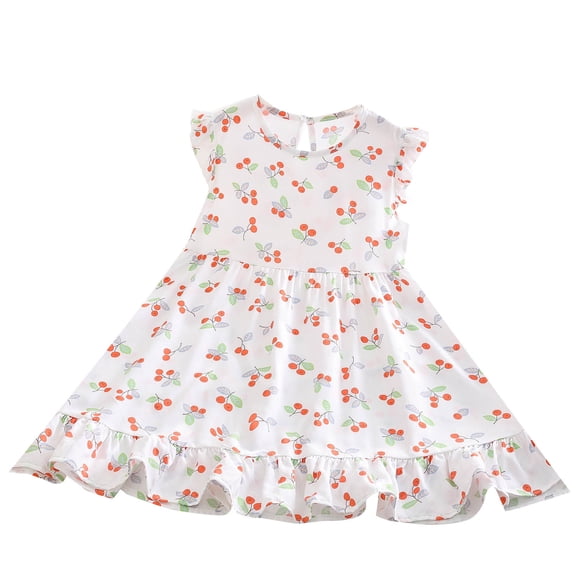 Agkizg Girls Sleeveless Tank Dresses Crewneck Flower Print Casual A Line Flower Girl Sundress Dresses