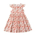 thumbnail image 1 of Agkizg Girls Summer Dress Cottons Floral Print Ruffle Sleeve Round Neck A-line Princess Dress Comfortable Fitting Dress,Sizes 8-9 Years, 1 of 3