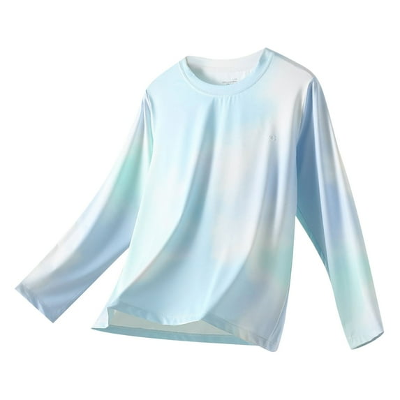 Agkizg Girls Tops,Toddler Girls Fall Clothing,Kids Long Sleeve T-shirts Cool Outdoor Tie-Dyes Ice Silk Athletic Quickly-Dry Tops Sun Protection Tees