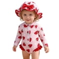thumbnail image 1 of Agkizg Girls Two Piece Swimsuit Set Rashes Guard One-Piece Print Sun Protection Swimwear with Hat for Kids, 1 of 4
