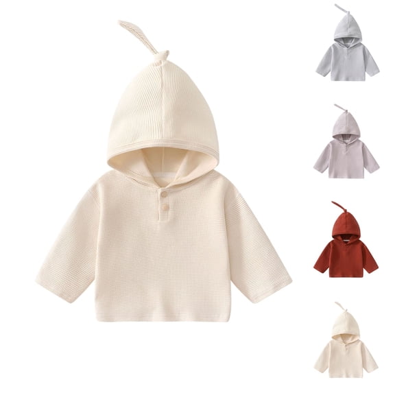 Agkizg Girls Waffles Knit Hoodie, Solid Color Long Sleeve Pullover ...