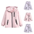 thumbnail image 1 of Agkizg Girls Winter Fleece Jacket Hooded Windproof Solid Color Warm Outerwear, 1 of 5