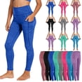 thumbnail image 1 of Agkizg Girls Yoga Pants with Pockets Solid Color High Waist Stretchy Trousers for Sport Casual, Sizes 8-9 Years, 1 of 6